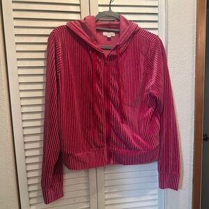 Colsie Pink Striped Velour Jacket